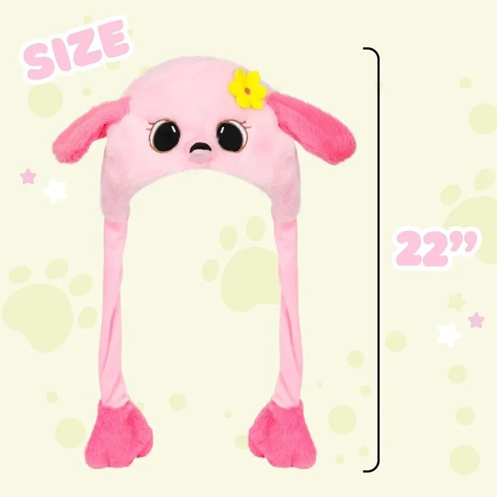 Kids Flamingo Animal Hat with Ears Moving Jumping Pop Up Beating Plush Holiday